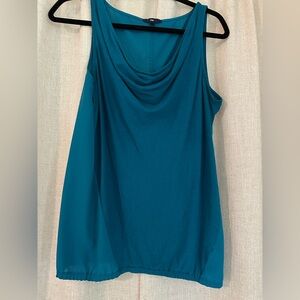 Gap Teal tank with gather low waist- material is part sheer part thin knit